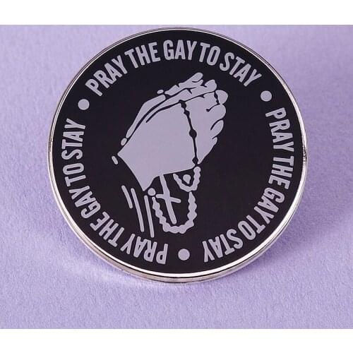Pray The Gay To Stay LGBTQ Queer Enamel Brooch Pin Backpack Hat Bag Lapel Pins Badges Women Mens Fashion Jewelry Accessories