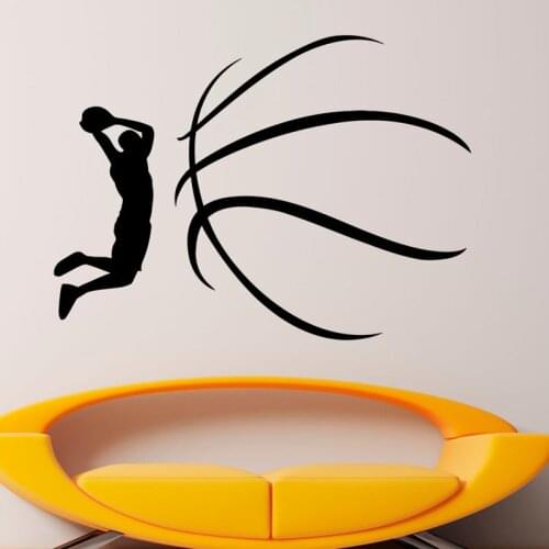 ZOOYOO Hot Sale Basketball Wall Decals Home Decoration Art Vinyl Wall Stickers Boys Most Favourite Sport Removable
