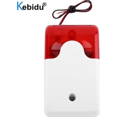 12V DC Sound Alarm Strobe Flashing Red Light Sound Siren 115dB Anti-theft Alarm 103