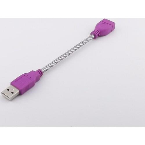 1pcs Purple USB 2.0 A Male Plug To A Female Jack Extension Flexible Metal Stand Cable 15cm
