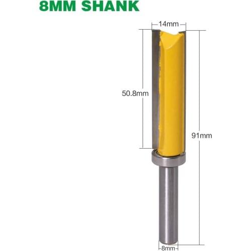1PC 8mm Shank Template Trim Hinge Mortising Router Bit Straight end mill trimmer cleaning flush trim Cutter for Woodworking