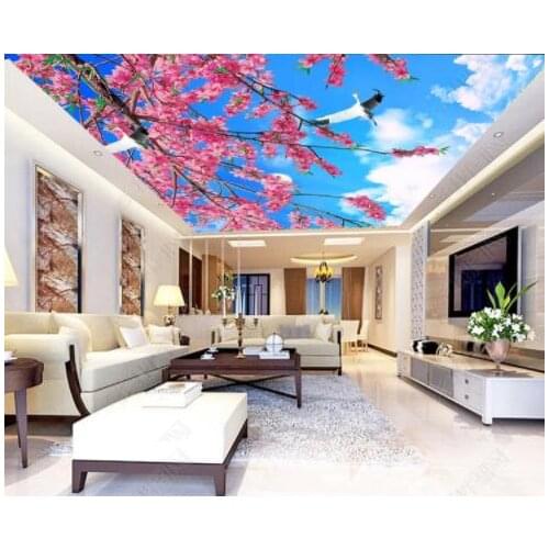 1843 Flying Birds in the blue sky Printing stretch ceiling film for workshop ceiling decoration