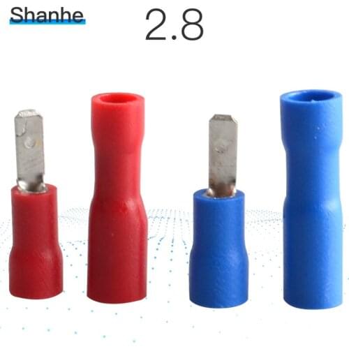 2.8mm Red/Blue 25 Female 25 Male Electrical & Wiring Connector Insulated Crimp Terminal Spade