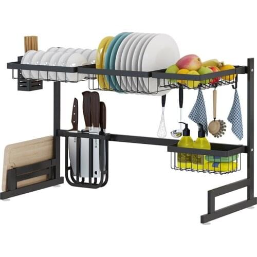24-35" Stainless Steel Kitchen Shelf Organizer Over The Sink Dish Drying Rack Holder Draining Shelf Storage Countertop Organizer