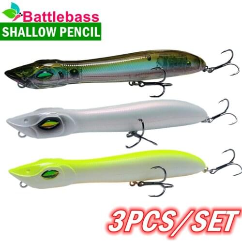 3PCS Fishing Hard Lure Floating Popper Fishing Wobblers 140mm 26g Topwater Artificial Bait For Seabass Pike Fishing Tackle