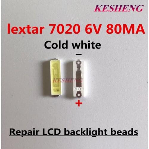 50 pz/lotto Lextar SMD LED 7020 6 V 0.5 W 50LM Bianco Freddo Per La TV Retroilluminazione