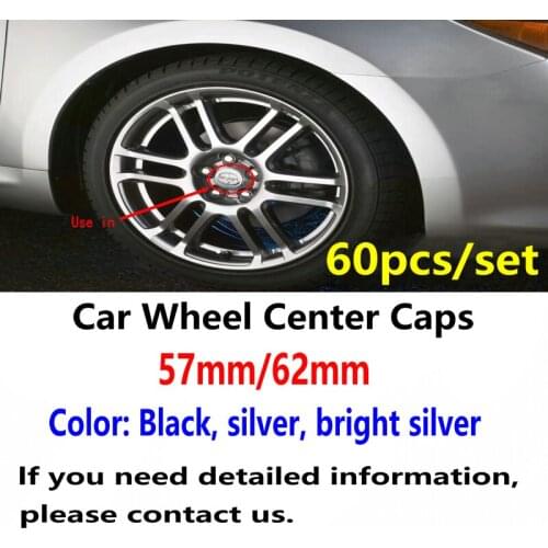 60pcs 57mm 62mm 60mm black silver car Wheel Center Caps hub covers emblem for toyota Car accessories