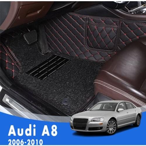Car Floor Mats For Audi A8 2010 2009 2008 2007 2006 Luxury Double Layer Wire Loop Pedal Carpets Car Auto Interior Decoration