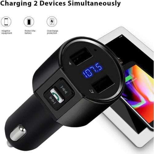 3.4A Quick USB Charger Bluetooth Car Kit FM Transmitter modulator Audio Music Mp3 Player Phone Wireless Handsfree Carkit