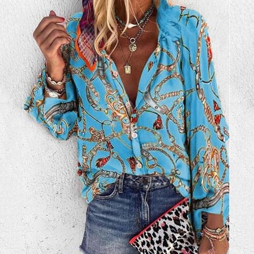 Print Shirts And Blouses Long Sleeve Spring Autumn Tops For Women Stand Collar Shirts Chemise Femme Ladies Blouses