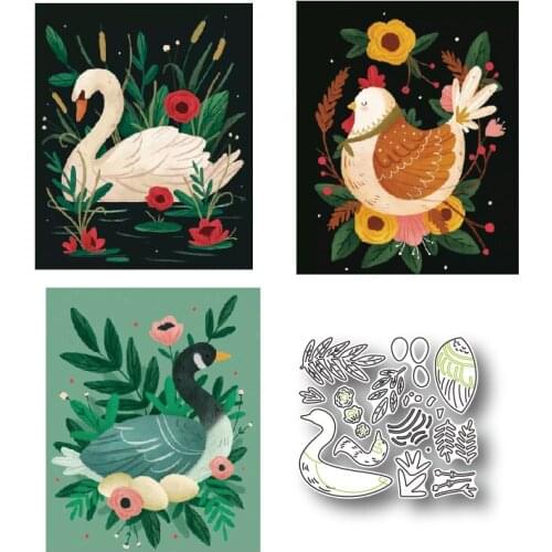 Flowers swan animal metal cutting mold photo album decoration background scrapbook greeting card DIY crafts embossing template