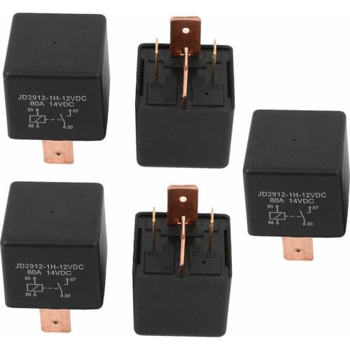 DC 12V Coil 80A 4 Pins SPST Car Automotive Alarm Security Power Relay 5pcs