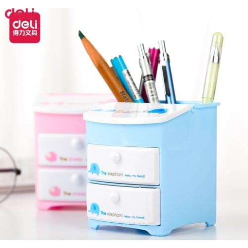 Deli 1pcs Cute Pen Holder Desk Organizer Locker Stationery Organizer Supplies Kawaii Pencil Storage Office Desk Accessories Gift