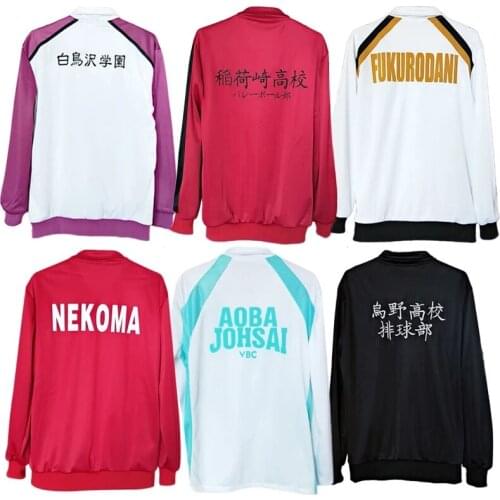 Haikyuu Karasuno Nekoma Fukurodani Aoba Johsai Shiratorizawa Hoodie Jacket Coat Cosplay Costume Men Women Jersey Sportswear