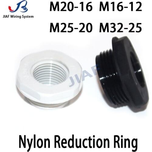 JIAF 10pcs Nylon Reducing Ring PG16 to PG11 Black Shrink Ring PG13.5 to PG9 Gray Metric Thread Change Diameter Ring