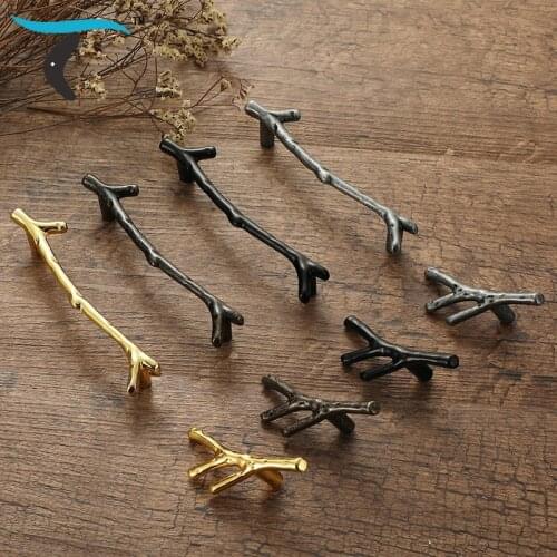 Creative branch handle European and American style black handle wardrobe door handle cabinet drawer furniture hardware handle