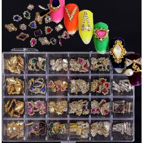 240 pieces nail charms jewel crystals (24X10Pcs/Box )Crystal Nail Charm Chunky Jewelry Custom Crystal Nail Art Charm Sets,iy8778