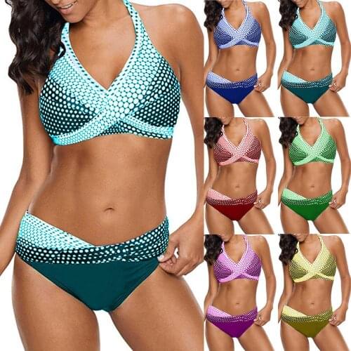 2020 Women 10 Color Swimsuit Swimming Suit Beach Print Bikini Set Swimwear Summer Bikinis Push Up Plus Size Women Bathing Suit