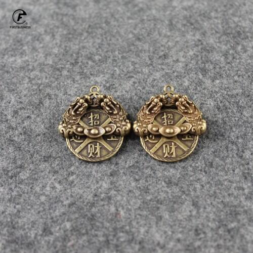 Copper Ancient Chinese Rotate the wheel brave troops Figurines Car Keychains Pendants Home Decorations Handmade Animal pixiu