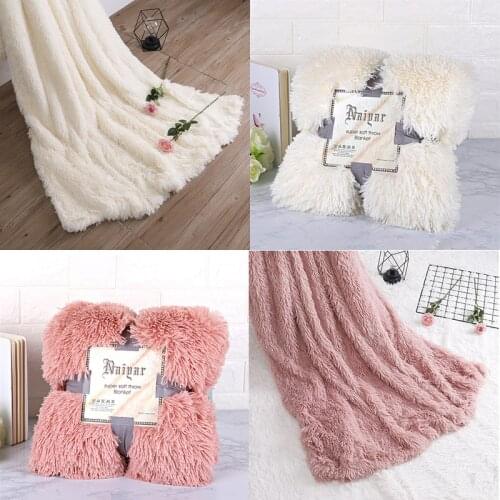 Blanket Super Soft Fuzzy Fur Elegant Cozy Fluffy Throw Blanket Bed Sofa Bedspread Long Shaggy Soft Warm Bedding Sheet Large
