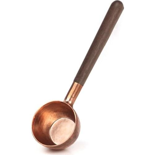 Coffee Bean Measuring Spoon Solid Wood Copper Measuring Spoon Coffee Powder Quantitative Spoon Measuring Spoon 10G