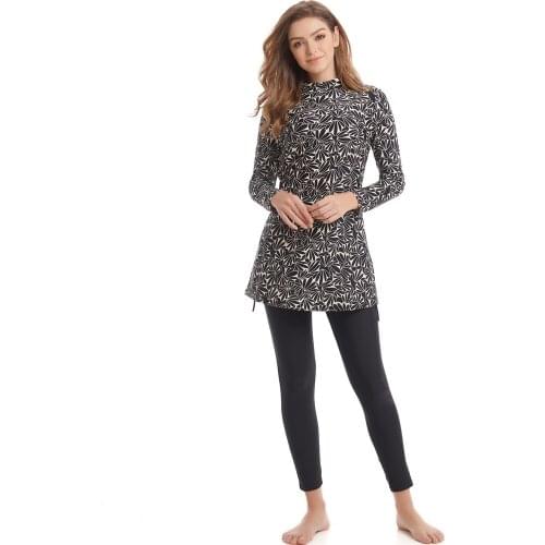 Muslim Swimwear Women Long Sleeves Floral Print Sport Swimsuit Islamic Burkinis Wear Islamic New Swimsuit