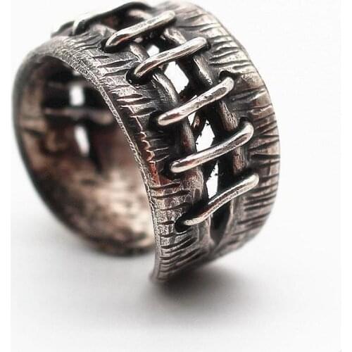Vintage Creative Handmade Design Mens Personality Metal Punk Open Rings Simple Casual Jewelry