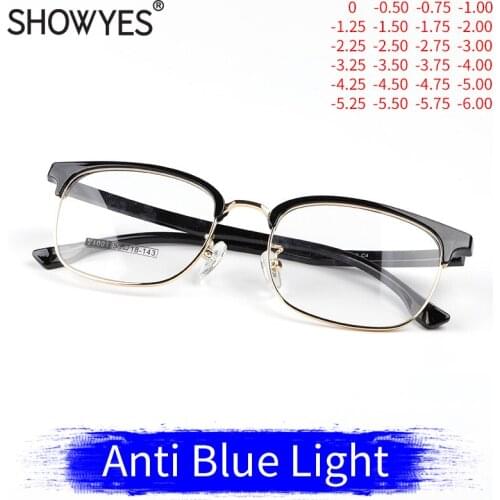 Business Style Mens Glasses Myopia Anti Blue Light Blocking Eyewear Eyebrow Optical Customized Cylinder Prescription Eyeglasses