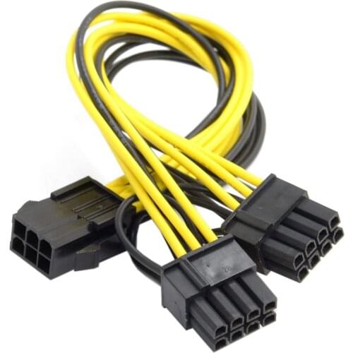 PCI-E PCI Express ATX 6 Pin Male to Dual 8Pin and 6Pin Female Video Card Extension Splitter Power Cable