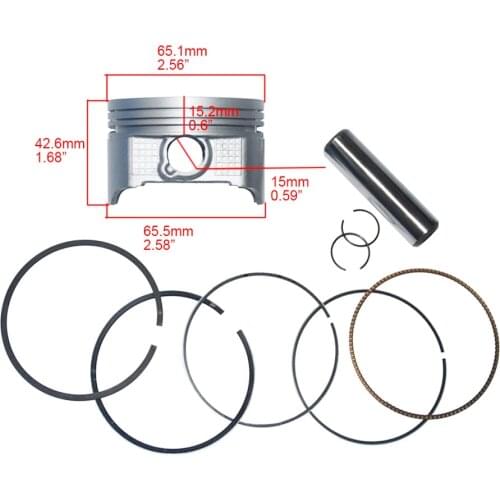 65.5mm Piston kit Assembly Piston ring 15mm Piston pin for Loncin Zongshen Lifan Bashan Baja 250cc CB250 Viper ZS250GY Engine