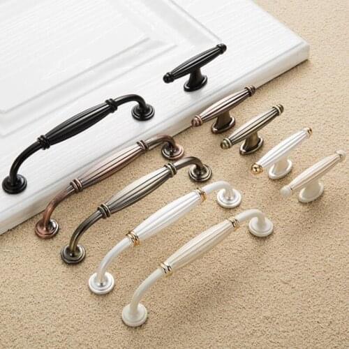 FAST SHIPPING Zinc Alloy Ivory White European Style Black Handle Cabinet Knob Antique Handles and Door Pull