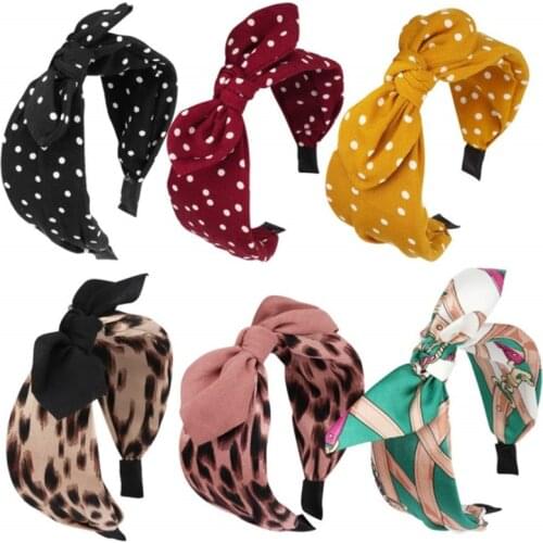 Leopard Print Rabbit Ears Knotted Wide Version of The Hair Band Womens Hundred with Coiled Hair Pressure Side Headband Jewelry