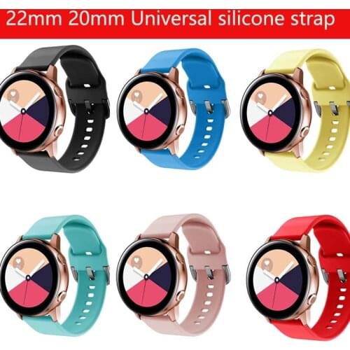20 22mm silicone band For Samsung Galaxy S2 S3 active2 huawei GT 2E belt amazfit 3 GTR2 Pop GTS Ticwatch Vivo watch 46 42 Strap