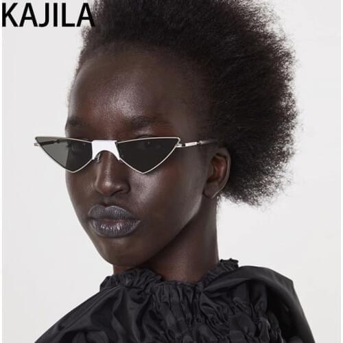 Vintage Triangle Cat Eye Sunglasses Women Yellow 2020 New Arrival Metal Frame Trending Brand Designer Sun Glasses For Woman