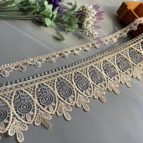 1 Yards Embroidery Blue Flower Lace Ribbon Trims for Sofa Curtain Trimmings Dress Costumes Applique Beige 10 cm 2.5 cm New