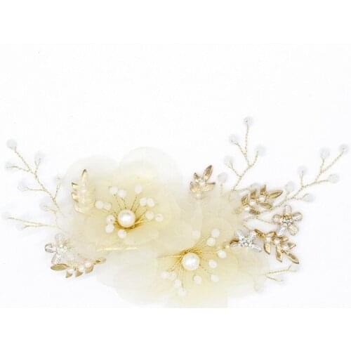 Champagne Flower Hair Clips For Women Wedding Accessories Hair Ornaments Bride Hairgrips Handmade Floral Barrette Hairclips