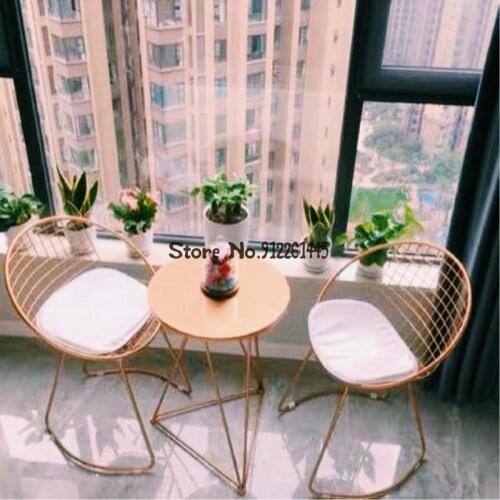Iron Dining Chair Balcony Three-piece Coffee Table Nordic Dessert Milk Tea Shop Table And Chair Net Red Cafe Outdoor Chair