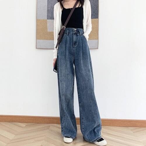 Woman Jeans High Waist Clothes Wide Leg Denim Clothing Blue Streetwear Vintage Quality 2020 Fashion Harajuku Straight Pants