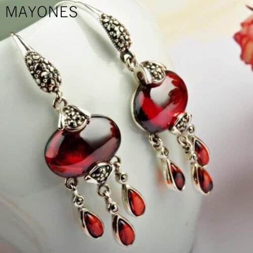 MAYONES Paragraphs 925 sterling silver women earrings pomegranate Shi Taiyin wholesale sterling silver earrings
