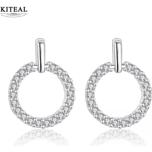 KITEAL Birthday Gift women earrings Round zircon earrings 10mm*12mm geometry kupe jewelry accessories