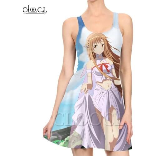 CLOOCL Japanese Anime Sword Art Online Fashion 3D Print Dress Ladies Summer Party Girls Dress Casual Sexy Dresses