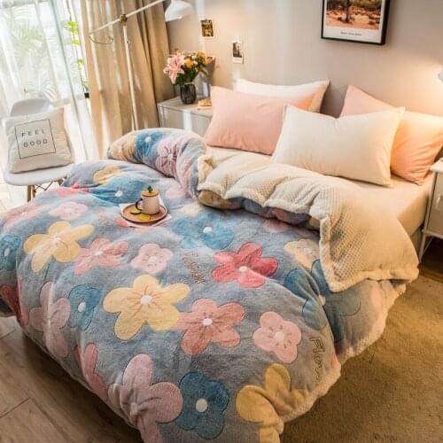 Winter Warm Thicken Fleece Flannel Duvet Cover Cartoon Flower Dog Avocado Pattern Adult Kid Comforter Cover Bedding Home Decor