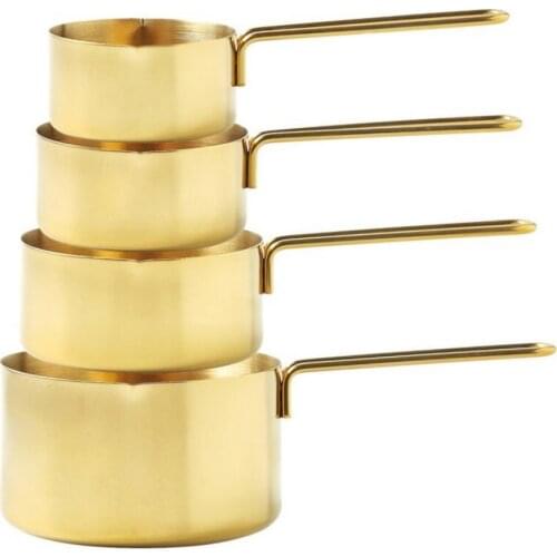 304 Stainless Steel Gold Measuring Spoon Golden Measuring Cup Four-piece Kitchen Baking Sauce Spoon