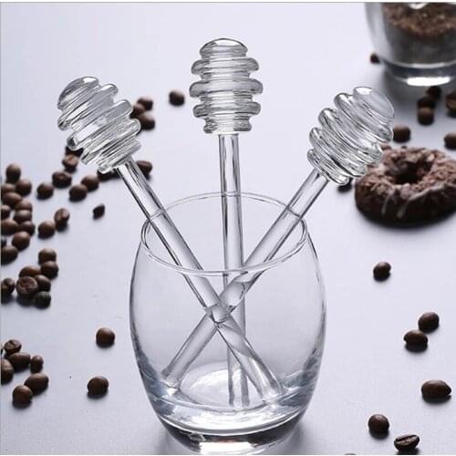 1Pc Honey Spoon Glass Honey Dipper Stick Syrup Dispenser Server 6 Inch Glass Honey Spoon Stick for Honey Jar Kitchen Accessories