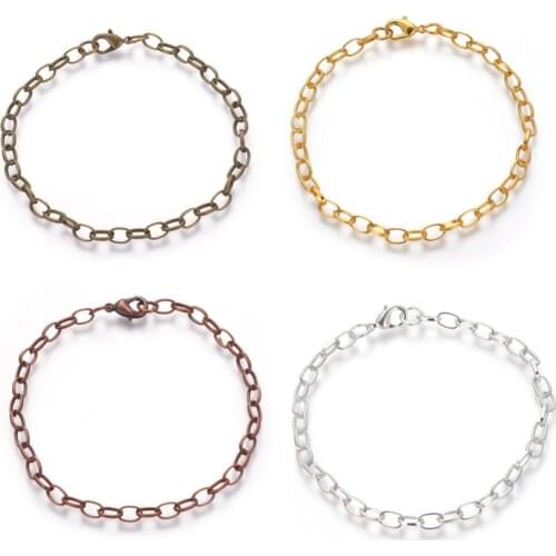 10pcs Bracelets Antique Bronze Iron Cross Adjustable Chains Bracelet DIY Making with Lobster Claw Clasps 205mm; Clasp: 12x7x3mm