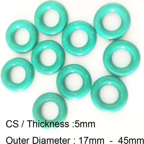 20PCS Rubber O Ring CS5mm x OD 17/18/19/20/22/23/24/25/26/27/28/30/32/34/35/38/40/42/45mm Fluorine Rubber Gasket Seal FKM O Ring