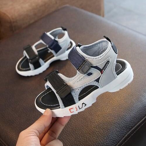 2020 Summer Boys Leather Sandals for Baby Flat Children Beach Shoes Kids Sports Soft Non-slip Casual Toddler Sandals 1-8 years