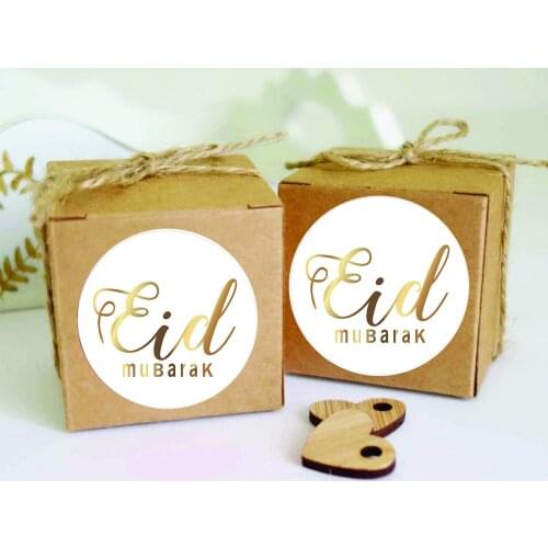 24pcs 4cm Eid Mubarak Favor Gift Bag Sealing Stickers Ramadan Mubarak Stickers Box Cake Sticker Lable Decoration