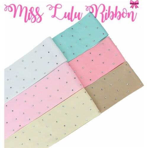 3"75mm Solid Pink Grosgrain Ribbon 4mm Silver Rhinestone Setting DIY Wedding Party Decor Hair Bands 100yards/roll Bright Color