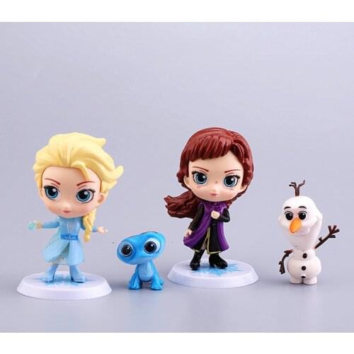 4pcs/set Q Version Disney Frozen Princess Anna Elsa Olaf Salamanders Action Figure Model Toy for Children Gift